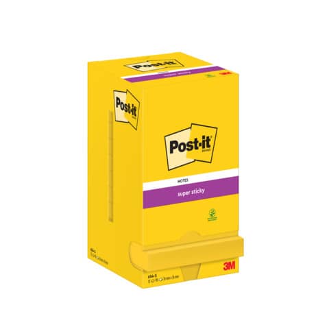 Foglietti riposizionabili Super Sticky Notes Post-it® giallo oro – 76×76 mm 12 blocchetti da 90 ff – 654-S