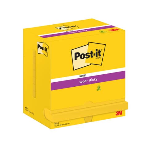 Foglietti riposizionabili Super Sticky Notes Post-it®Giallo oro 76×127 mm – 12 blocchetti da 90 ff – 655-S