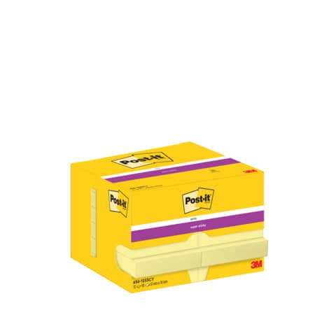 Foglietti riposizionabili Super Sticky Notes Post-it® Giallo Canary 48×73 mm 12 blocchetti da 90 ff – 656-12SSCY