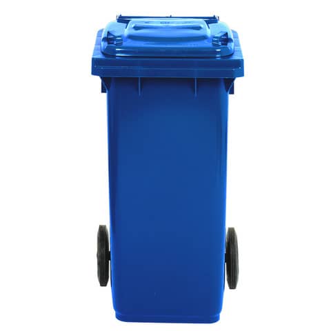 Bidone carrellato per raccolta differenziata 120 lt con coperchio PEHD Mobil Plastic blu – 1/120/5-BLB