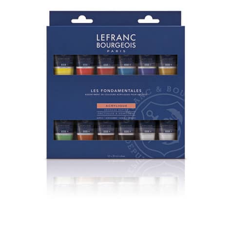 Vernice Acrilica fine in tubetto 20 ml – Lefranc Bourgeois – colori assortiti – Conf. 12 pezzi – 300341