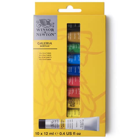 Set tubetti colore acrilico Galeria 12 ml Winsor&Newton colori assortiti – conf. 10 pezzi – 2190605
