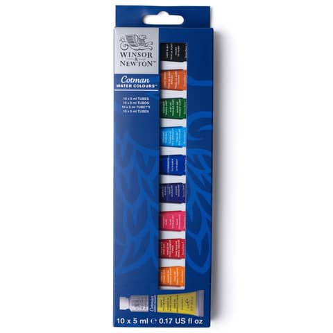 Set tubetti acquerello Cotman Winsor&Newton- colori assortiti Conf. 10×5 ml  – 0390664