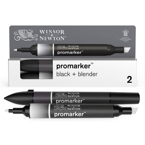 Set pennarello Winsor&Newton Promarker nero + pennarello blender doppia punta fine-larga – 0290148