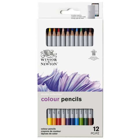 Scatola in metallo 12 matite colorate – diametro mina 3,7 mm Winsor&Newton colori assortiti – 0490012