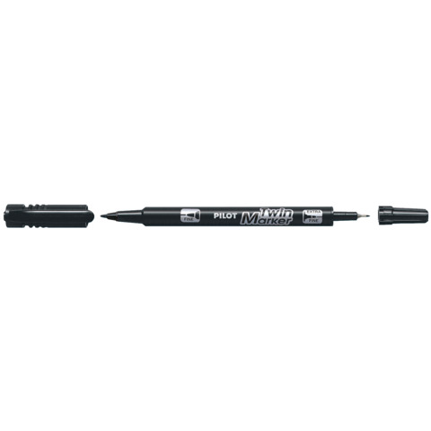 Marcatore permanente Pilot TWIN Begreen doppia punta in fibra 0,8/2 mm – nero 040315
