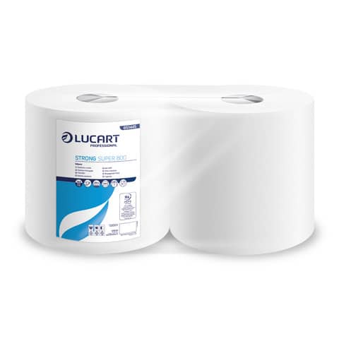 Bobina 2 veli pura cellulosa Lucart STRONG SUPER 800 – 873 strappi per rotolo – conf. 2 rotoli – 851445T