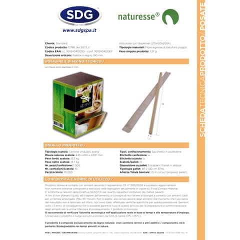 Palette in legno BIO monouso 190 mm imbustate con dispenser Scatolificio del Garda in conf. da 1000 pz – 13786