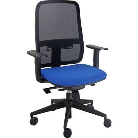Sedia operativa girevole con schienale in rete rivestim. ignifugo synchro Blaze Unisit blu – BLYN/BR/IB