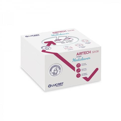 Panni multiuso piegati Airtech Medicleaner Lucart Professional 32×38 mm – conf. 60 pezzi – 853024J