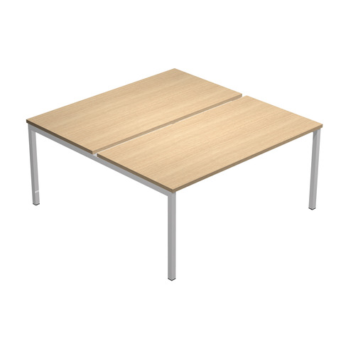 Scrivania Bench doppia Presto Venere Plus Artexport – piano rovere gamba a ponte in metallo grigio 160x164x72,5 cm