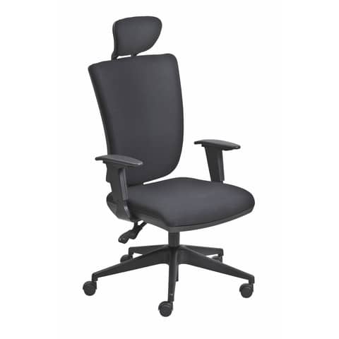 Poltrona semi-direzionale Seditaly Comfort tessuto ignifugo nero braccioli regolabili e poggiatesta – CMGPC4EAGB833