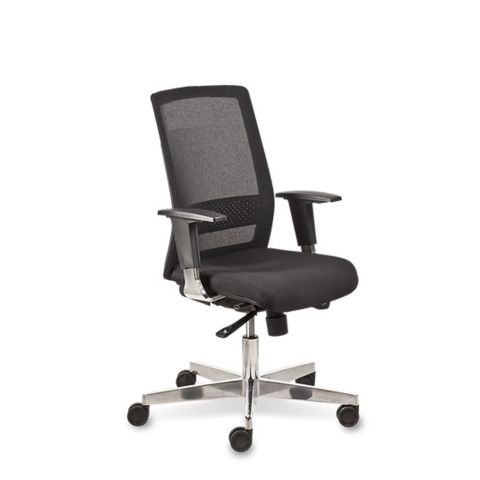 Poltrona semi-direzionale Olimpia Syncro Seditaly tessuto ignifugo nero base alluminio – OLG0T18AGB833