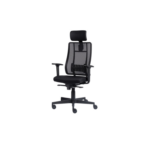 Poltrona semi-direzionale Liberty Syncro Seditaly tessuto ignifugo con poggiatesta nero – LTGPS1TEGB1R1