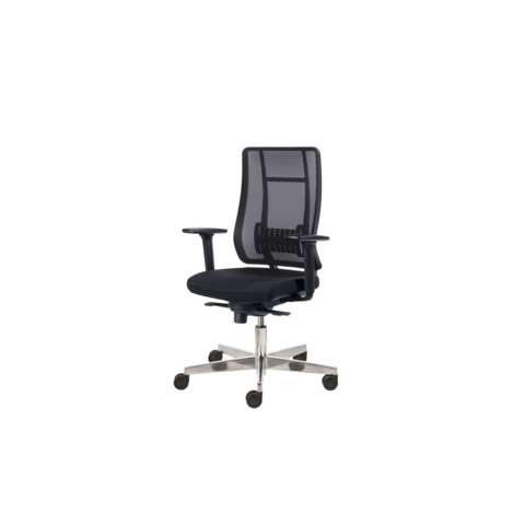 Poltrona semi-direzionale Liberty Syncro Seditaly tessuto ignifugo nero base alluminio LTG0S18EGB1R1