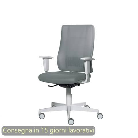 Poltrona semi-direzionale Liberty Syncro Seditaly scocca bianca tessuto ignifugo grigio scuro – L2G0S1TDGDM71