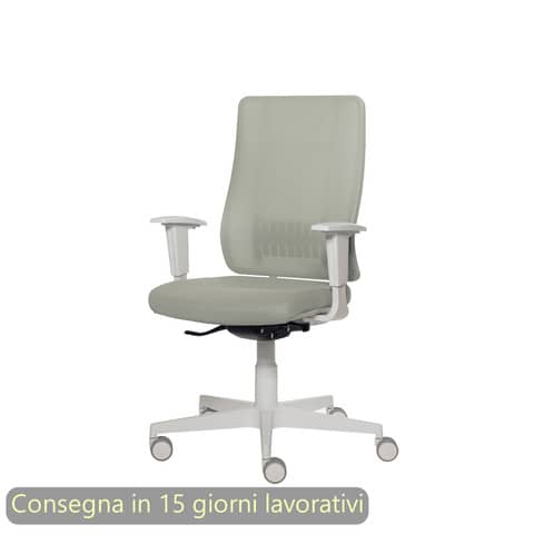 Poltrona semi-direzionale Liberty Syncro Seditaly scocca bianca tessuto ignifugo écru – L2G0S1TDGDM24