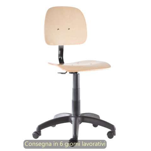 Sgabello tecnico Labor Wood 50 in legno di faggio verniciato naturale Seditaly medio – LBG2F1PL0L119