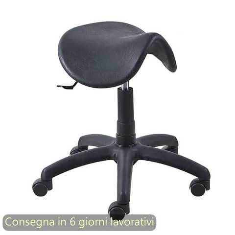 Seduta tecnica a sella Mount 40 in PU integrale e lavabile nero Seditaly bassa MTG1F6PL0PU01
