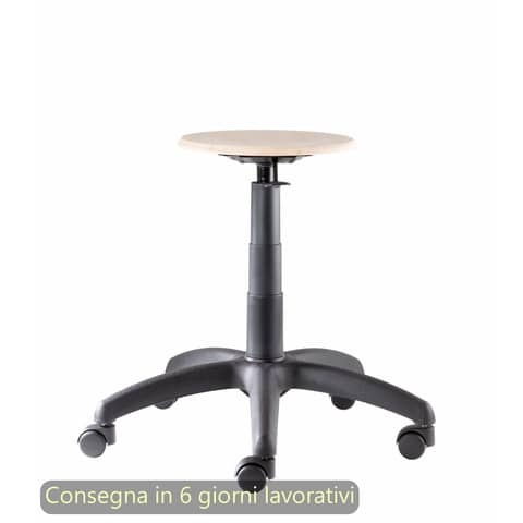 Sgabello tecnico Work Wood 50 tondello in faggio e base in nylon Seditaly medio LBHSF0000L119