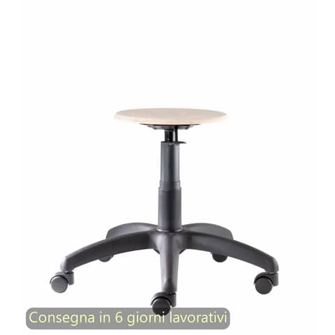Seduta tecnica Work Wood 40 tondello in faggio e base in nylon Seditaly bassa LBGSF0000L119