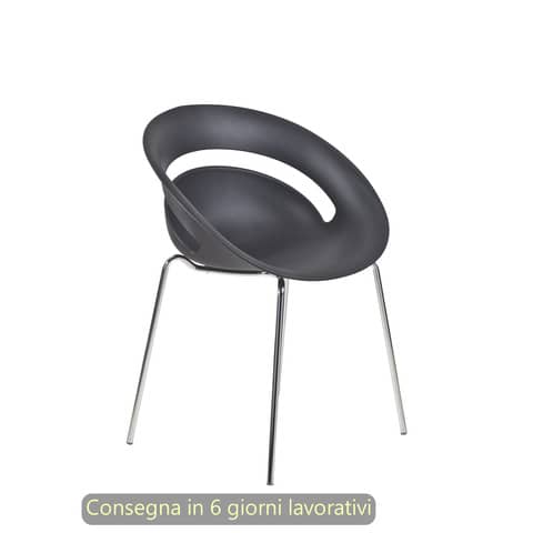Set 2 sedute ospite Seditaly Chloé in PP riciclato e gambe in acciaio cromato nero – COV0F1200PP01