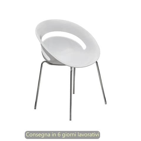 Set 2 sedute ospite Seditaly Chloé in PP riciclato e gambe in acciaio cromato bianco – COV0F1200PP02