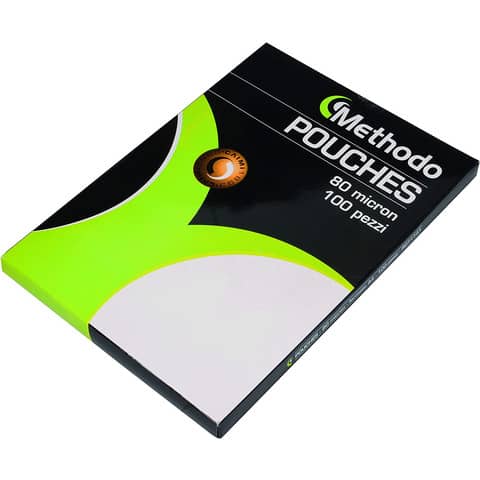Pouches adesive per plastificatrici 2×80 µm – A4 – Methodo in conf. 100 pezzi R071148