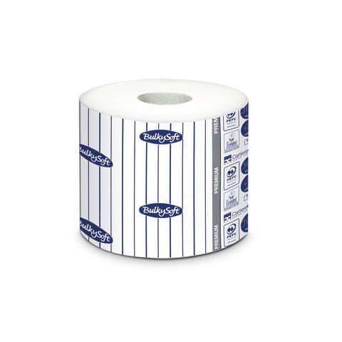 Carta igienica fascettata Premium 2 veli 190 strappi pura cellulosa – formato hotel Bulkysoft – conf. 96 rotoli