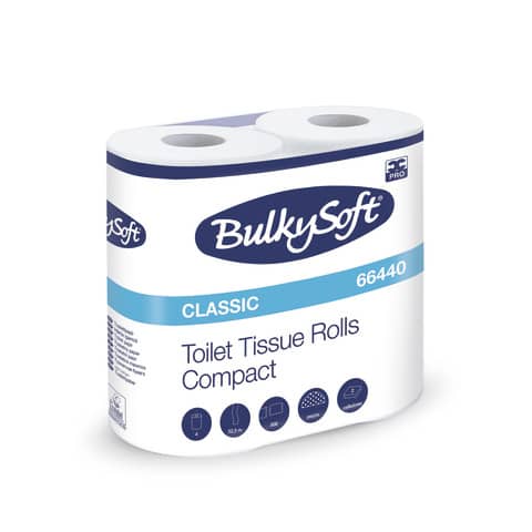 Carta igienica Classic 2 veli in pura cellulosa 500 strappi Bulkysoft conf. 4 rotoli – 66440.E21
