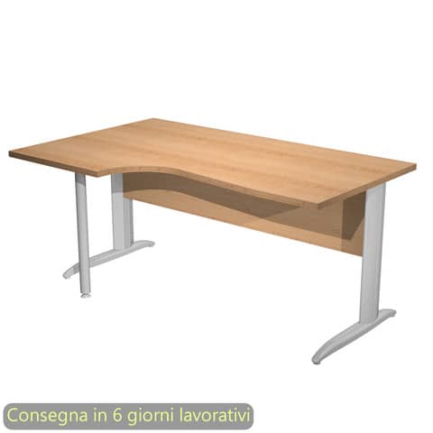 Scrivania penisola sinistra piano faggio 160×60/80/100xH.72 gamba a L metallo cromato Presto Compact – 009K211/6/AR