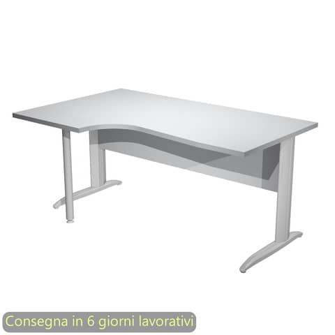 Scrivania penisola sinistra piano grigio 160×60/80/100xH.72 gamba a L metallo cromato Presto Compact – 009K211/9/AR