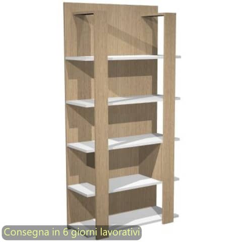 Libreria alta a giorno 5 ripiani 100×38,6xH.198 cm Artexport rovere/bianco – 15110/C3