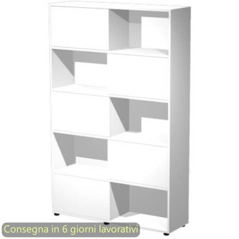 Libreria alta Tetris 5 ripiani con ante scorrevoli 120x35xH.190,6 cm Artexport bianco – 17060/33
