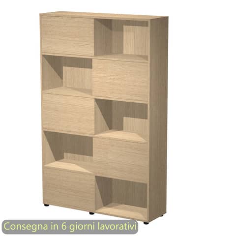 Libreria alta Tetris 5 ripiani con ante scorrevoli 120x35xH.190,6 cm Artexport rovere – 17060/CC