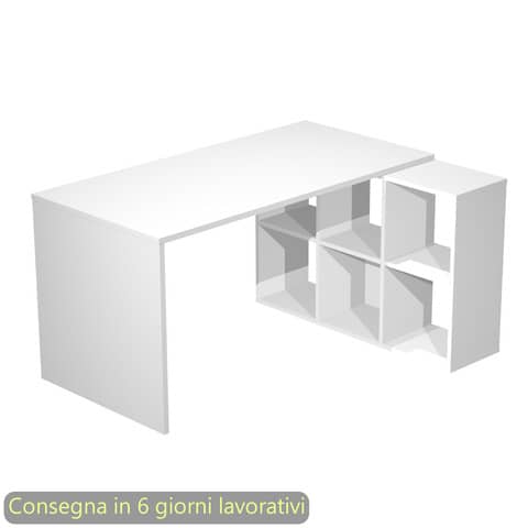 Scrivania su mobile contenitore 6 caselle piano bianco 140×104,1xH.72,4 cm Artexport – 2767+6MaxC/3