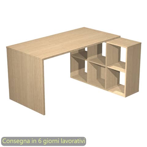 Scrivania su mobile contenitore 6 caselle piano rovere 140×104,1xH.72,4 cm Artexport – 2767+6MaxC/C