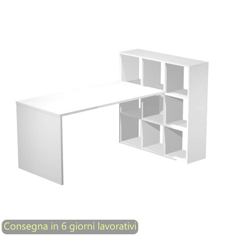 Scrivania su mobile contenitore 9 caselle piano bianco 140×104,1xH.72,4 cm Artexport – 2767+9MaxC/3