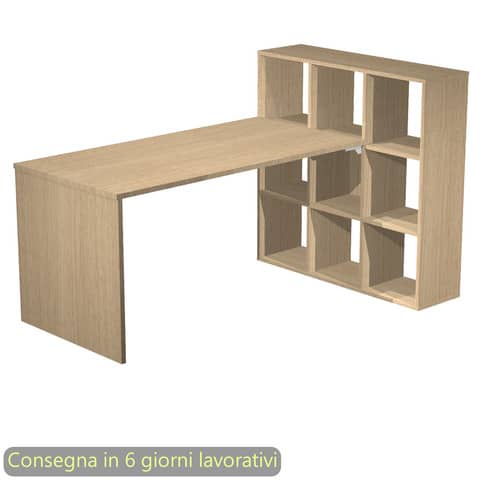 Scrivania su mobile contenitore 9 caselle piano rovere 140×104,1xH.72,4 cm Artexport – 2767+9MaxC/C