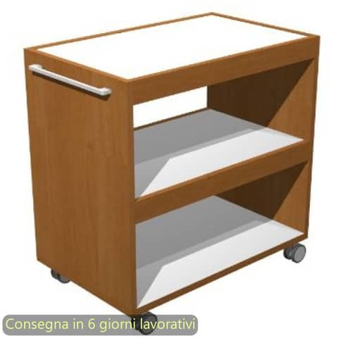 Carrello su ruote a 3 ripiani angolo Ristoro 70×43,8xH.73 cm Artexport noce chiaro/bianco – 2851/34