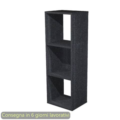 Libreria componibile Maxicolor – 3 caselle – 35,9×29,2×103,9 cm – Artexport nero venato frassino – 3MaxC/8