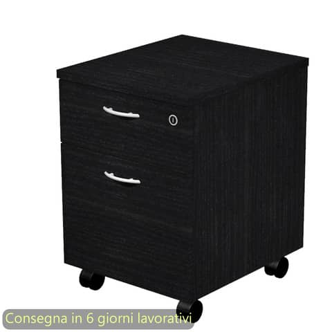 Cassettiera con ruote Artexport Presto 1 cassetto + 1 classificatore – smontata 41,8x52x59,5 cm nero venato  frassino