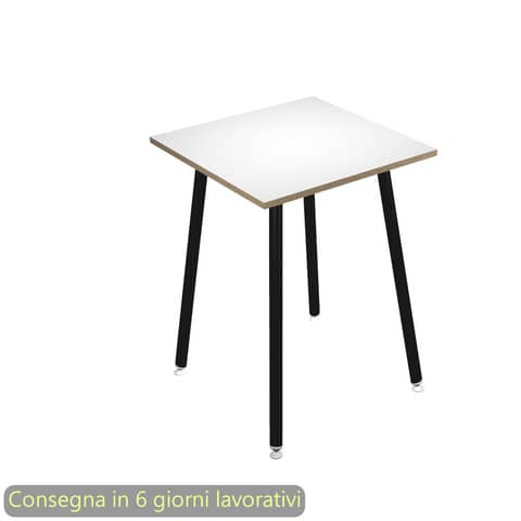 Tavolo alto Skinny Metal 80x80xH.105 cm gambe metallo nere Artexport piano bianco – 6401-DJC-3C-AQ