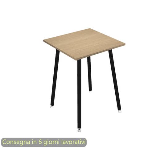 Tavolo alto Skinny Metal 80x80xH.105 cm gambe metallo nere Artexport piano rovere – 6401-DJC-C-AQ