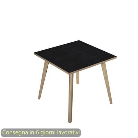 Scrivania nero venato frassino 80x80xH.74,4 cm gamba rastremata in legno rovere Woody – 6401-DKA-8C-AQ