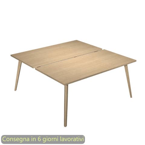 Scrivania bench doppia piano rovere 140x166xH.74,4 cm gamba rastremata legno rovere Woody Artexport – 6402B-DKA-C-AQ