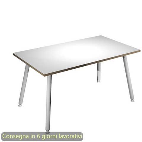 Scrivania piano bianco 140x80xH.74,4 cm gamba metallo tubolare bianca linea Skinny Metal Artexport – 6402-DJA-3C-AN
