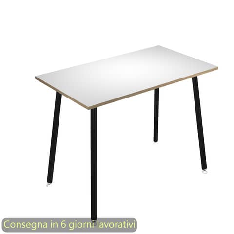 Tavolo alto Skinny Metal 140x80xH.105 cm con gambe metalliche nere Artexport piano bianco – 6402-DJC-3C-AQ