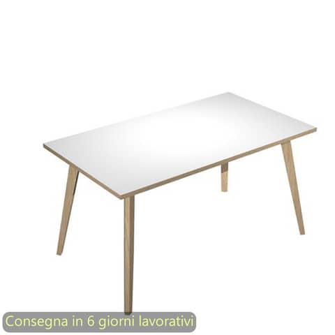 Scrivania piano bianco 140x80xH.74,4 cm gamba rastremata in legno rovere linea Woody Artexport – 6402-DKA-3C-AQ