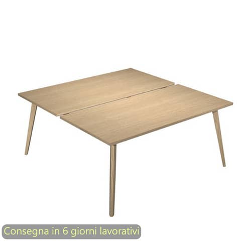 Scrivania bench doppia piano rovere 160x166xH.74,4 cm gamba rastremata legno rovere Woody Artexport – 6403B-DKA-C-AQ